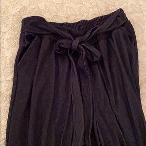 Blue tie flowy pants